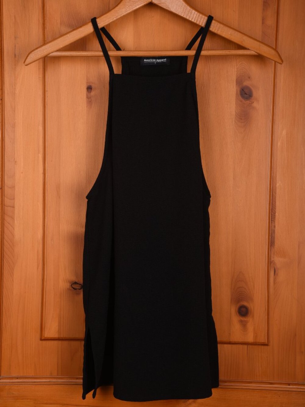 Vintage American Apparel Black Crepe High-Neck Tank Top